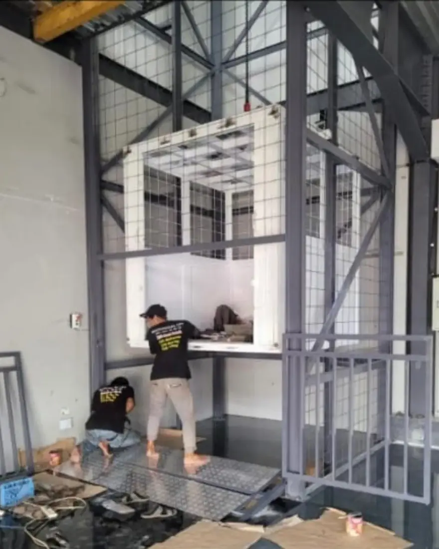 Shaft dan rel baja lift barang, jalur cengkeraman rem pengaman